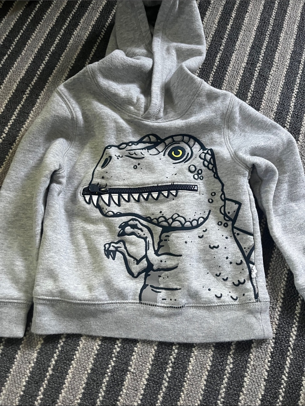 GAP Light Gray Toddler Hoodie with Dinosaur Graphic